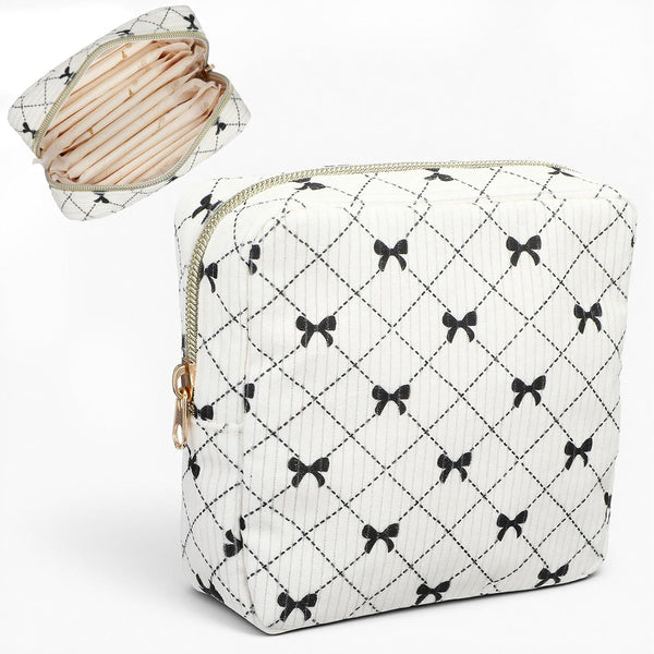 Josojoou Corduroy Sanitary Napkin Storage Bag with Zipper, Cute Period Bag Pouch, Portable
