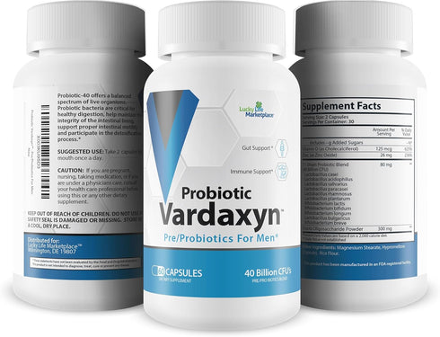Probiotic Vardaxyn - Premium Male Formula - Pre/Probiotics for Men to Support Male Health, Gut, Mood, Digestive &