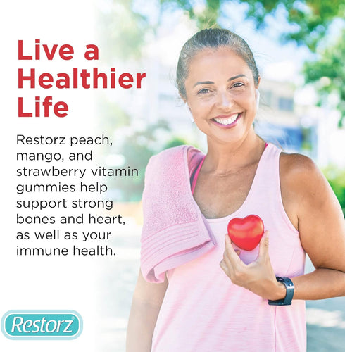 Vitamin D3 Gummies, 112 Total, 8-Pack, Peach, Mango & Strawberry Wellness Chews for Heart & Bone Support