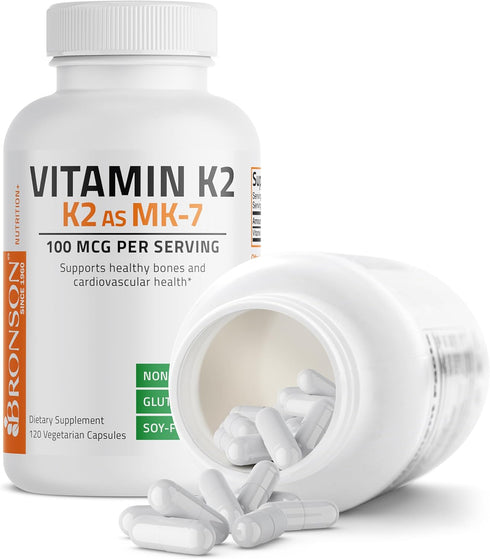 Bronson Vitamin K2 as MK-7 Menaquinone 100 mcg, 120 Capsules, Non-GMO