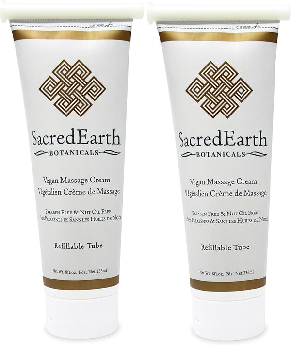 Sacred Earth Botanicals Vegan Massage Cream, Unscented, Water Dispersible, Nut Oil Free, Gluten Free and