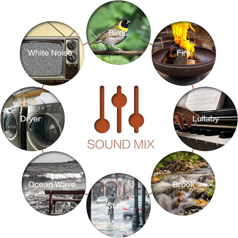 TempoChef 8 White Noise Sound Machine Mixer-Pulsing Light with Natural and Soothing Sounds