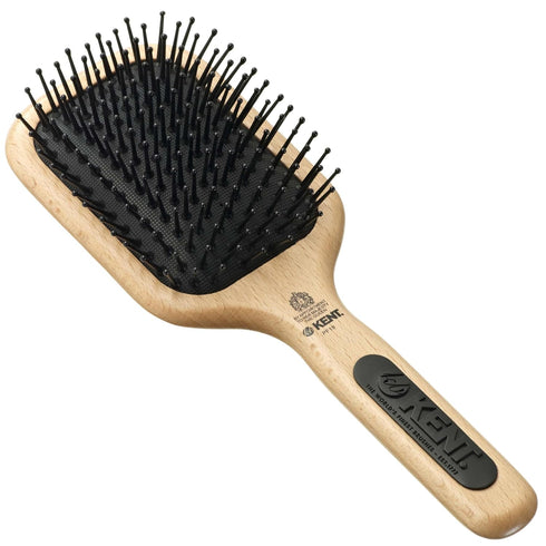 Kent PF18 Medium Cushion Paddle Brush - Detangling for Fine, Long, Thick, Curly Hair, Scalp Massager, Made in England