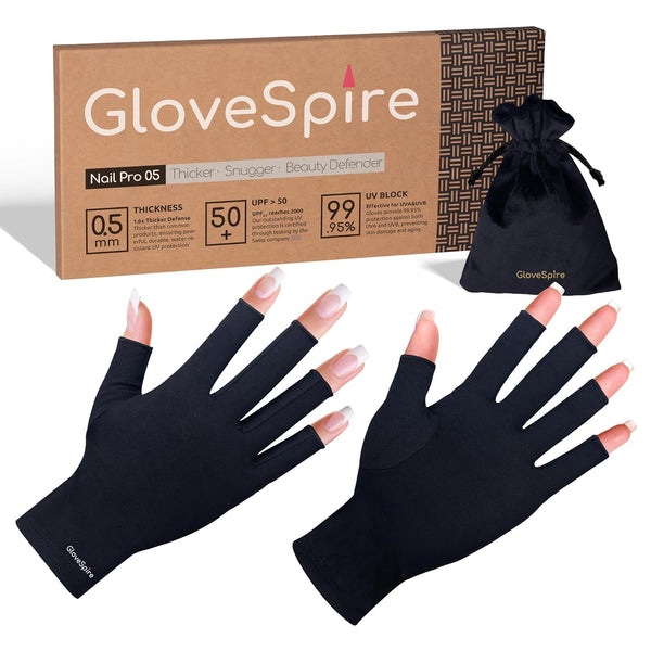 Small Hands UV Protection Gloves for Nails, Thickened UPF50+ Fingerless Gloves for Women Gel Manicures