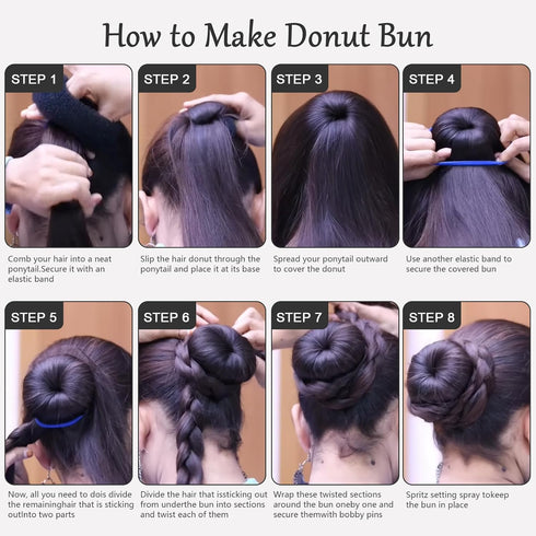 HOFASON Hair Bun Maker Donut, 31 Pcs with Small Hair Donuts, Hair Elastic Bands, and Hair Pins, Brown