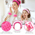 Wecoe Spa Headband and Wristband Set, Pink Rose Red, Cute Puffy Sponge Bubble Makeup Headband, Hair Claw Clips, Wrist