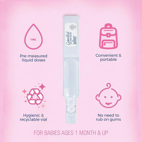 Boiron Camilia Teething Drops, 15 Count for Daytime and Nighttime Relief of Painful Gums in Babies