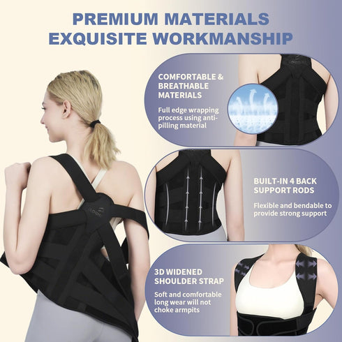 Sloworld Posture Corrector for Women and Men Upgraded Back Brace, Adjustable Full Back Support for Upper and Lower Back