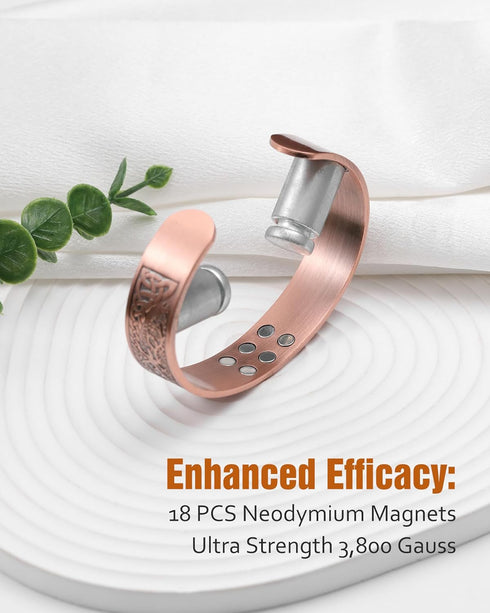 Copper Bracelet for Men - 18X Strength Magnetic Copper Bracelet, 99.99% Pure Solid Copper
