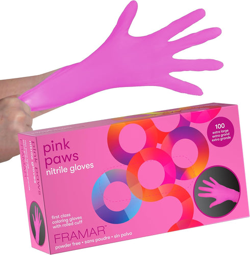 FRAMAR Pink Gloves Disposable Latex Free XL, Nitrile Gloves for Tattoo, Cleaning, 100 Pack
