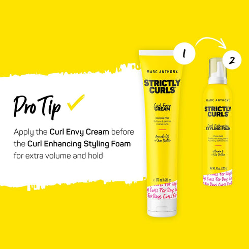 Marc Anthony Strictly Curl Enhancing Styling Foam - Extra Hold, Vitamin E & Silk Proteins for Defined Curls