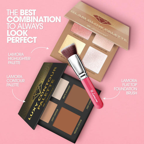 LAMORA Foundation Brush for Liquid Makeup - Kabuki Face Brush for Cream, Powder, Blush, Concealer