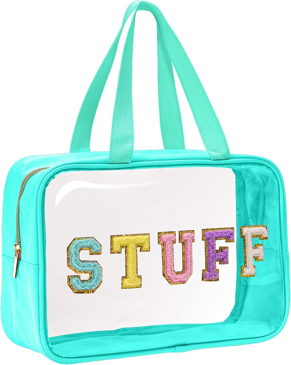 Yowivon Clear Beach Makeup Bag - Big Travel Toiletry Bag for Skincare and Cosmetics, Transparent Waterproof Design