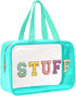 Yowivon Clear Beach Makeup Bag - Big Travel Toiletry Bag for Skincare and Cosmetics, Transparent Waterproof Design