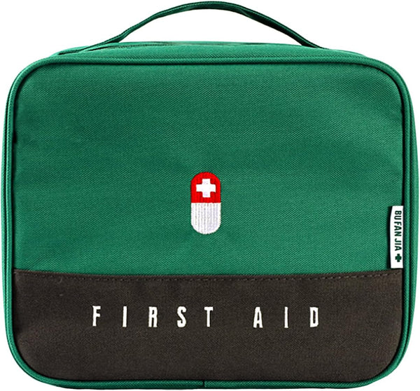 Portable First Aid Bags Emergency Box Travel Case, Waterproof Medication Organizer for Home Office Outdoor, Green