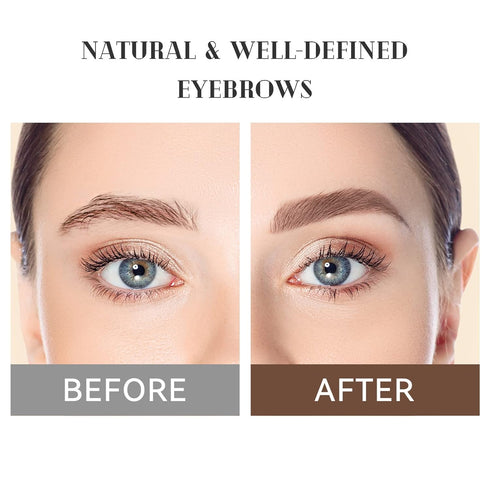 Music Flower Double Ended Eyebrow Pencil, Waterproof Natural Brow Enhancing Pen, Long Lasting Makeup, Light Brown