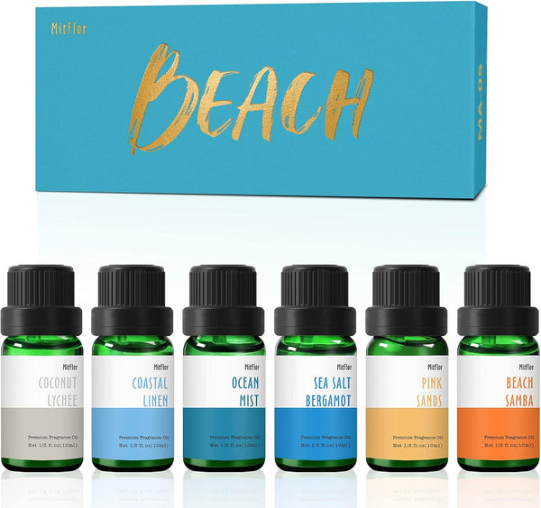 Beach Fragrance Oil, MitFlor Premium Scented Oils for Diffuser, Summer Aromatherapy Essential Oils Set