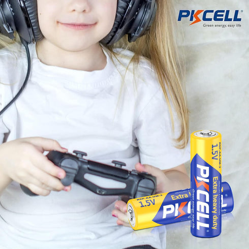 PKCELL 48-Count Combo Pack, 24 AAA R03P + 24 AA R6P 1.5V Carbon Batteries for Wireless Mouse, Flashlights
