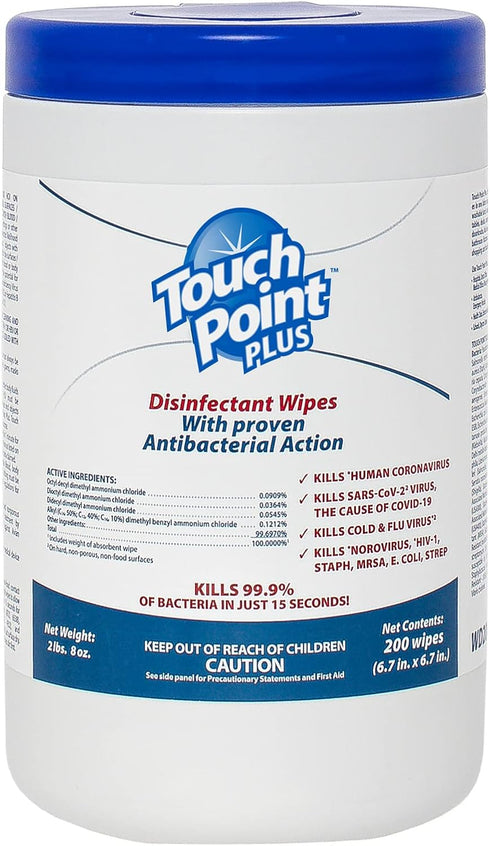 Plus Disinfectant Wipes Canister, 200 Wipes, Pre-Saturated for Industrial, Fitness, Office, Home Cleaning