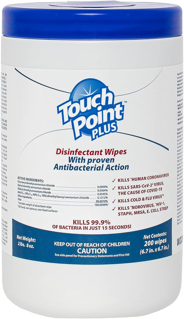 Plus Disinfectant Wipes Canister, 200 Wipes, Pre-Saturated for Industrial, Fitness, Office, Home Cleaning