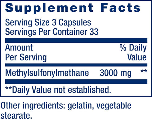 Life Extension MSM 1000 mg - Methylsulfonylmethane for Healthy Joints & Muscle Relief, Antioxidant Support, 100 Capsules