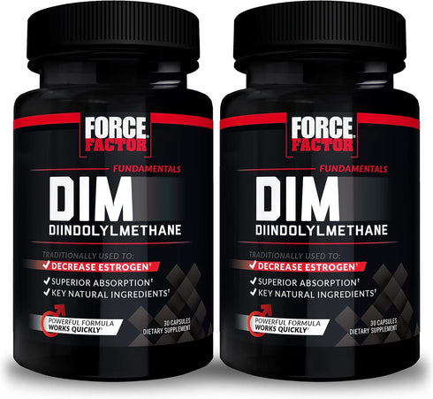 Force Factor DIM, 2-Pack, 300mg Pills to Decrease Estrogen in Men, Diindolylmethane Supplement, 60 Capsules