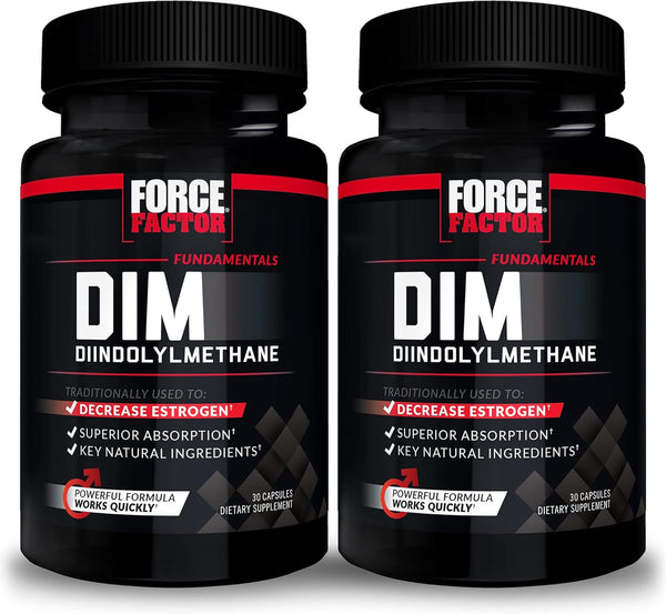 Force Factor DIM, 2-Pack, 300mg Pills to Decrease Estrogen in Men, Diindolylmethane Supplement, 60 Capsules