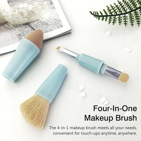 Multi-Tasker 4-in-1 Makeup Brush -Applicator Tool - Vegan & Travel-Friendly All-in-One Beauty Tool for On-the-Go Glam