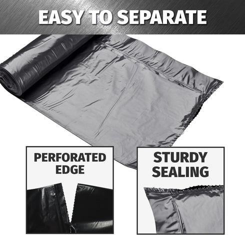 33 Gallon Trash Bags | 30 Micron Heavy Duty Pure LDPE | 100 Count | 33" x 39" Large | Black