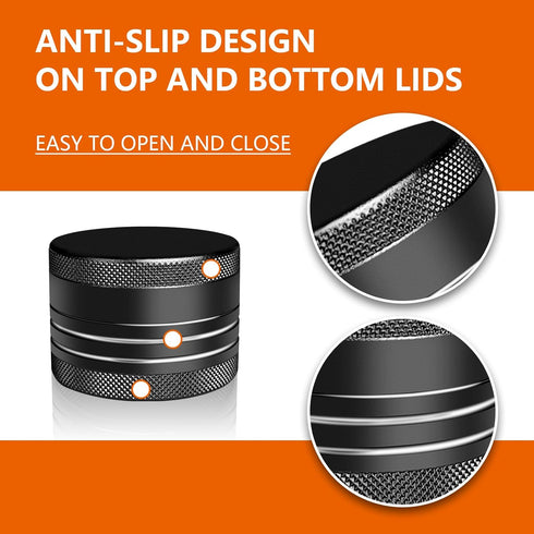 minlen Small Pill Box, Portable Daily Box, Aluminium Alloy Round Container for Pills, Pocket Case (Black)
