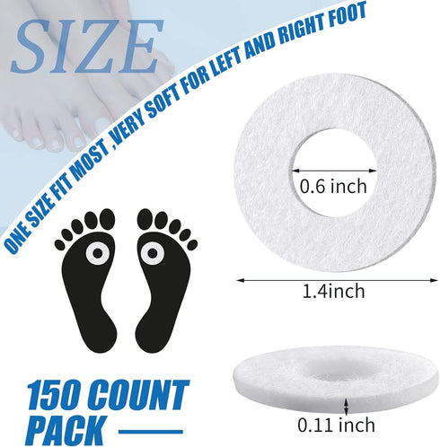 Nuanchu 150 Pcs Callus Cushions Callus Pads for Bottom of Foot Round Corn Cushions Pads for Feet Soft Adhesive Felt Corn Pads for Ball and Side of Foot, Pain Relief from Shoe