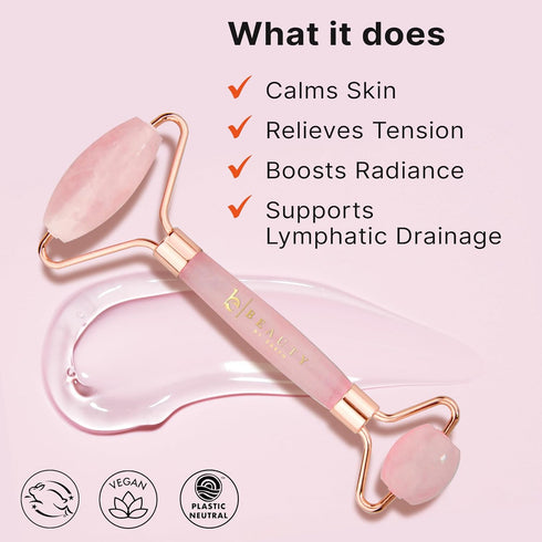 Rose Quartz Face Roller - Relaxation Gifts for Women, Skin Care Tools for Fine Lines, Facial Massager Tools