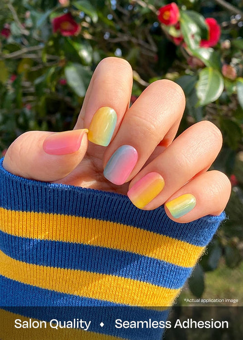 ohora Semi Cured Gel Nail Strips (N Pastel) - Yellow Ombre, Works with Any UV/LED Lamps, Includes 2 Prep Pads