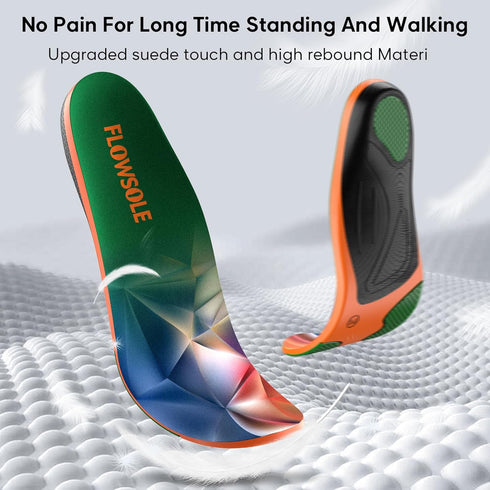 Flat Feet Arch Support Insoles - Extra Comfort Gel Cushion Metatarsal Pad - Pain Relief for Standing & Walking -
