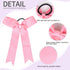 Hipcheer 20 Pcs Collegiate Style Cheer Bows for Girls, Handmade Long Tail Skinny Ponytail Holders for Sports (Pink)