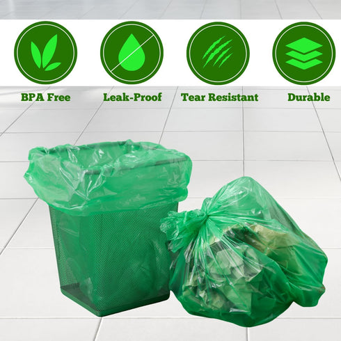 120 Count 13 Gallon Eco-friendly Trash Bags, Medium Green Garbage Bags, Portable Camping Toilet Bags