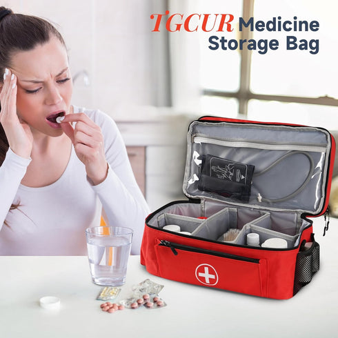 TGCUR Medicine Organizer and Storage Bag Empty, Family First Aid Box, Pill Bottle Organizer Bag for Emergency