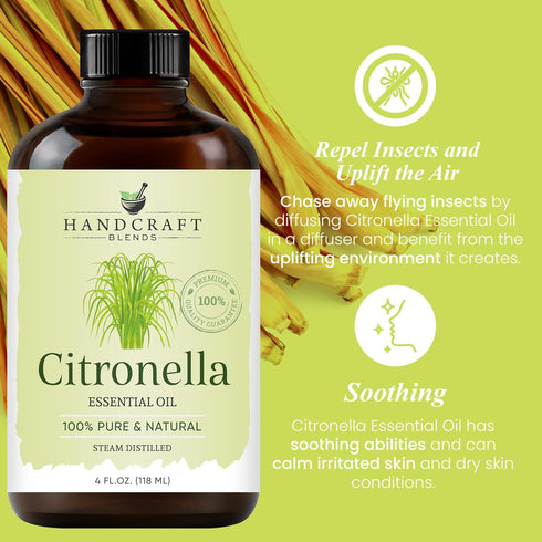 Set: (2 4 Oz) 100% Handcraft Blends Outdoor Purification Tea Tree and Citronella Essential Oils x Fl Pure & Natural