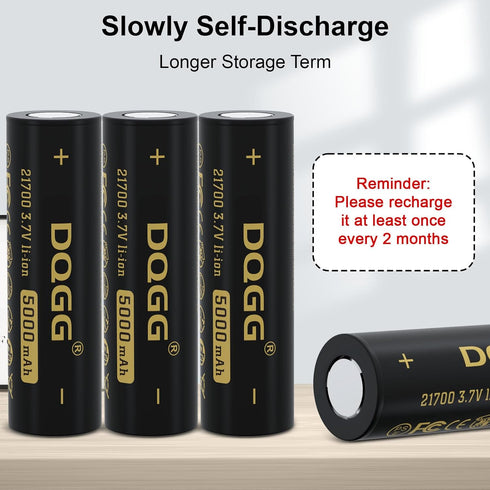 3.7 Volt 21700 Rechargeable Battery 5000mAh 2 Pack Large Capacity for LED Flashlight, Headlamps