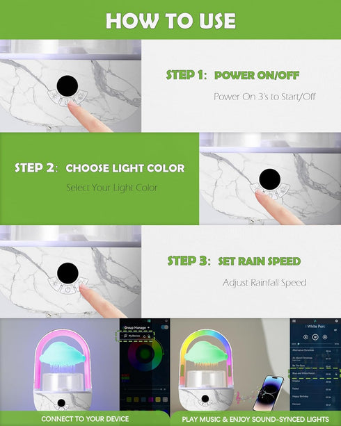 Weljoy Aromatherapy Essential Oil Diffuser Rainbow Rain Cloud Micro Humidifier Water Drip Mushroom Diffuser