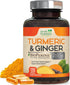 Turmeric Curcumin with BioPerine & Ginger 2600mg - Natural Joint & Heart Support, 120 Capsules