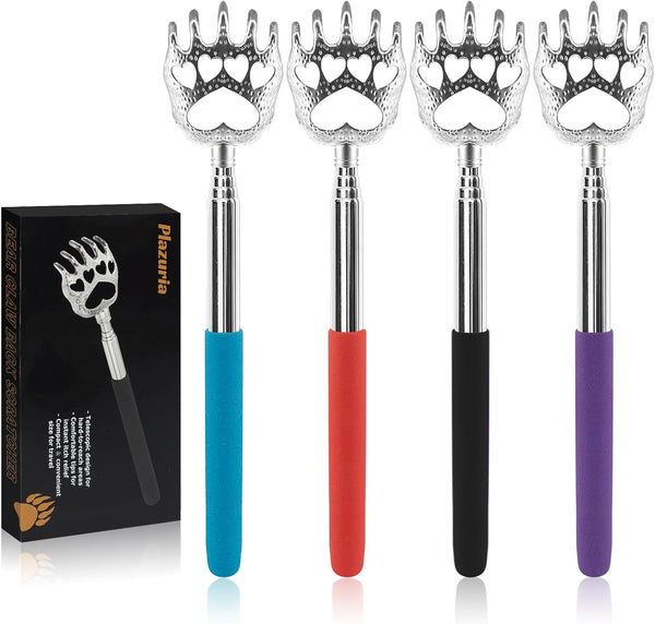 (4-Pack) Portable Extendable Telescopic Bear Claws Back Scratchers/Hand Massager with Rubber Handles