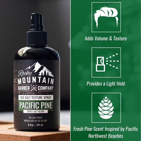 Rocky Mountain Barber Company Sea Salt Spray for Men - Adds Volume and Texture, Light Hold for All Hair Types