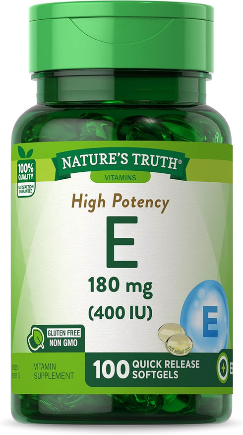 Nature's Truth Vitamin E Softgels, 400 IU, 100 Count, Non-GMO & Gluten Free Supplement