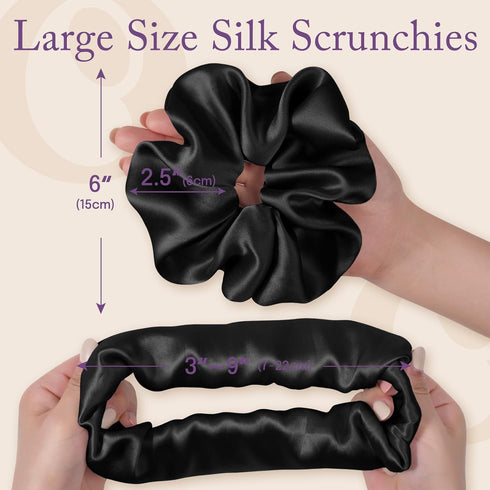 OLESILK Silk Scrunchies Oversized - 100% Mulberry Large for Women with Thick Curly Hair Care