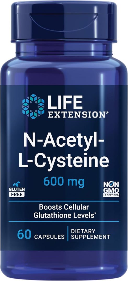 Life Extension N-Acetyl-L-Cysteine (NAC) 600 mg - Immune, Respiratory & Liver Health, 60 Capsules
