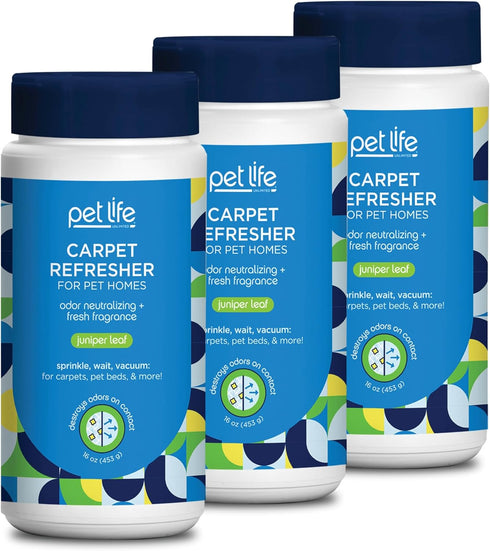 Carpet Refresher Powder, Pet Safe Deodorizer Powder with Plant-Based Juniper Leaf Scent, 16oz (Pack of 3)