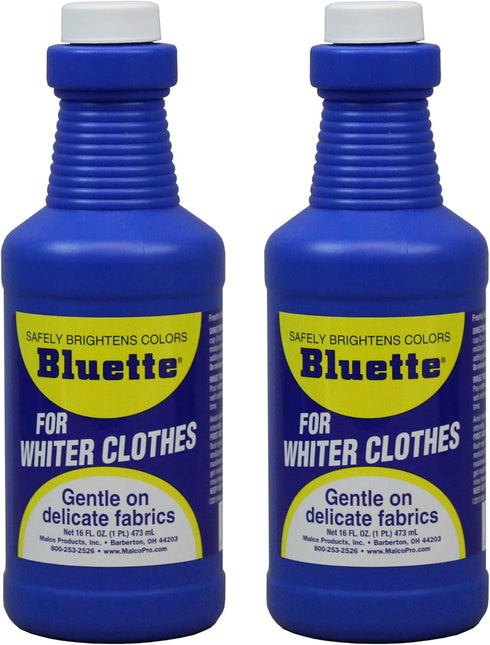 Bluette Laundry Bluing (2 Pack) - Whitener for Delicate Fabrics, Safe for Light Clothes & Sheets