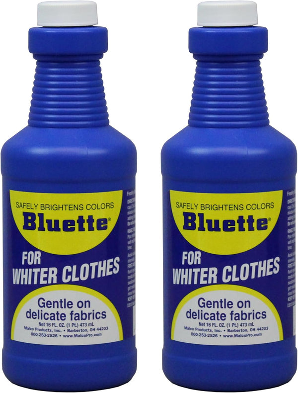 Bluette Laundry Bluing (2 Pack) - Whitener for Delicate Fabrics, Safe for Light Clothes & Sheets