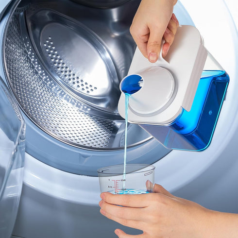 Tatuo 3 Pack Clear Laundry Detergent Dispenser with 6 Removable Labels, 37 oz for Laundry Room Storage